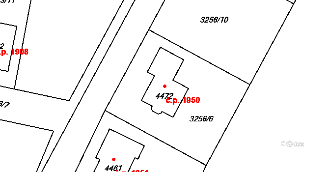 Čelákovice 1950 na parcele st. 4472 v KÚ Čelákovice, Katastrální mapa