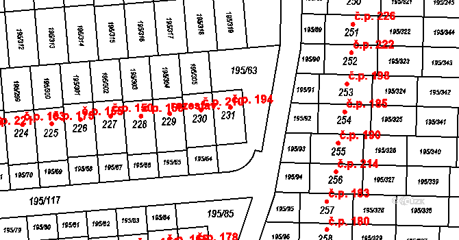Lešany 194, Nelahozeves na parcele st. 231 v KÚ Lešany u Nelahozevsi, Katastrální mapa