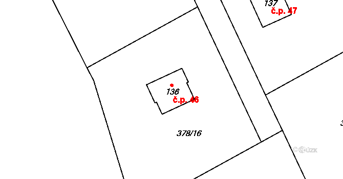 Chramosty 46, Dublovice na parcele st. 136 v KÚ Chramosty, Katastrální mapa
