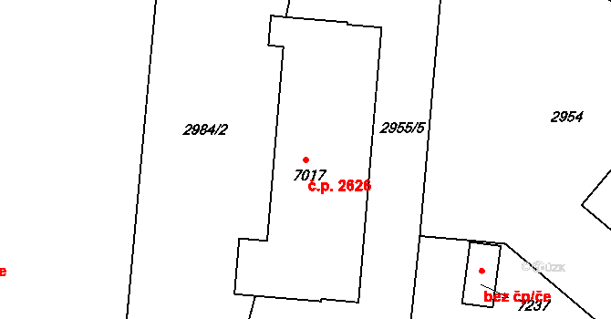 Cheb 2626 na parcele st. 7017 v KÚ Cheb, Katastrální mapa