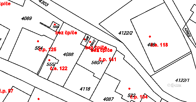Chrást nad Sázavou 141, Týnec nad Sázavou na parcele st. 560/1 v KÚ Týnec nad Sázavou, Katastrální mapa