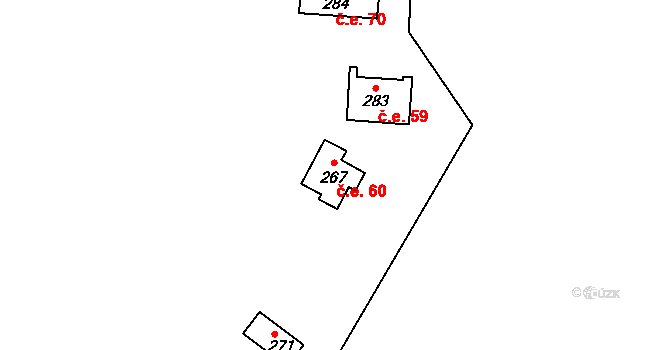 Jemčina 60, Hatín na parcele st. 267 v KÚ Hatín, Katastrální mapa