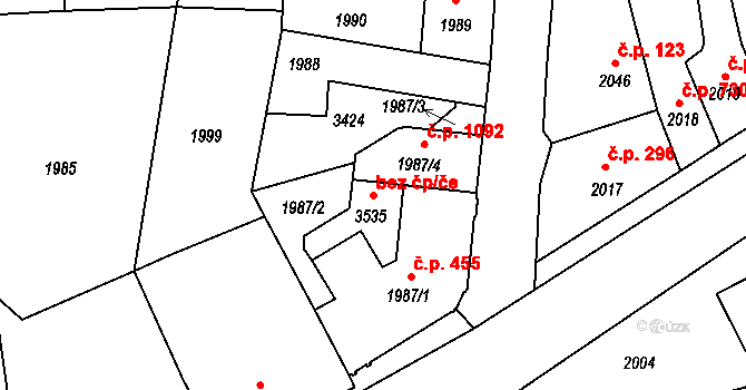 Kostelec nad Černými lesy 1092 na parcele st. 1987/4 v KÚ Kostelec nad Černými lesy, Katastrální mapa