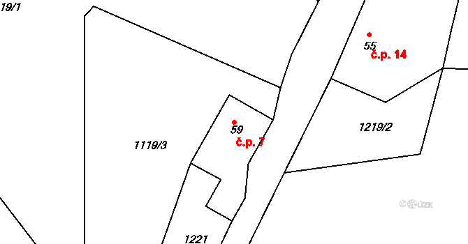 Řehovice 7, Maršovice na parcele st. 59 v KÚ Zderadice, Katastrální mapa