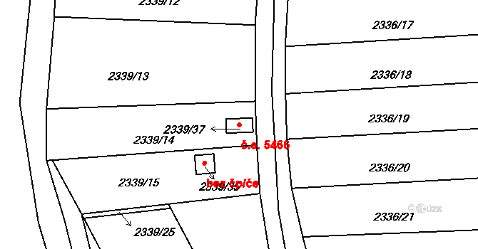 Pelhřimov 5466 na parcele st. 2339/37 v KÚ Pelhřimov, Katastrální mapa