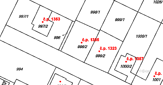 Velké Meziříčí 1355 na parcele st. 998/2 v KÚ Velké Meziříčí, Katastrální mapa