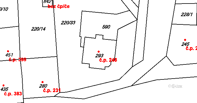 Plesná 248 na parcele st. 293 v KÚ Plesná, Katastrální mapa