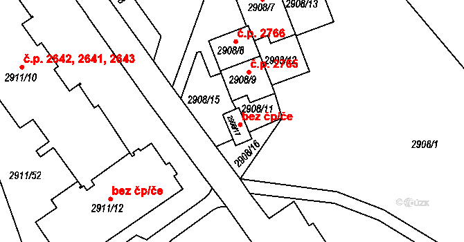 Teplice 41297636 na parcele st. 2908/17 v KÚ Teplice, Katastrální mapa