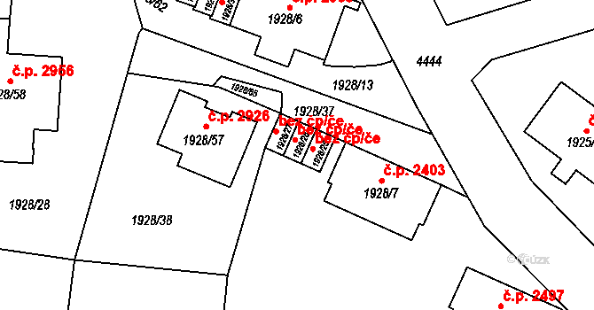 Teplice 42084636 na parcele st. 1928/26 v KÚ Teplice, Katastrální mapa