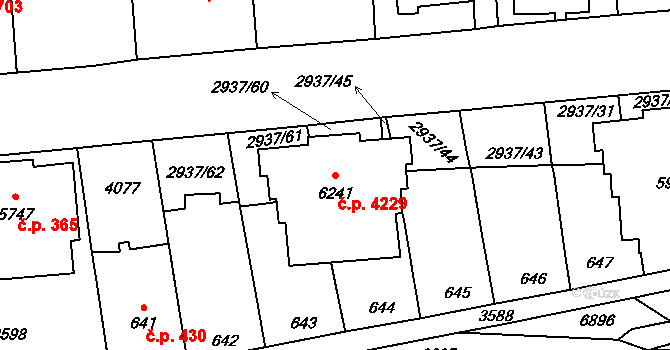 Zlín 4229 na parcele st. 6241 v KÚ Zlín, Katastrální mapa