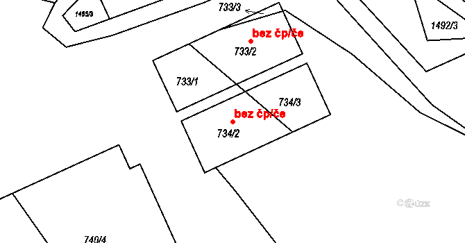 Horní Lideč 43282636 na parcele st. 734/2 v KÚ Horní Lideč, Katastrální mapa