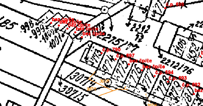 Tvrdonice 790 na parcele st. 773 v KÚ Tvrdonice, Katastrální mapa