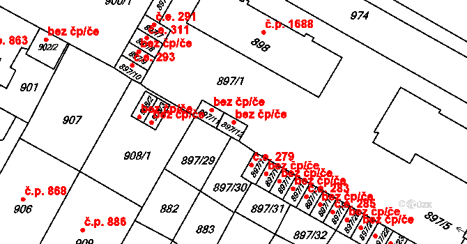 Litoměřice 47616636 na parcele st. 897/12 v KÚ Litoměřice, Katastrální mapa