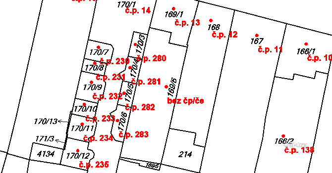 Kyjov 48478636 na parcele st. 169/6 v KÚ Kyjov, Katastrální mapa