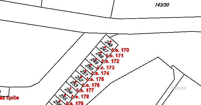 Braňany 172 na parcele st. 248 v KÚ Braňany, Katastrální mapa