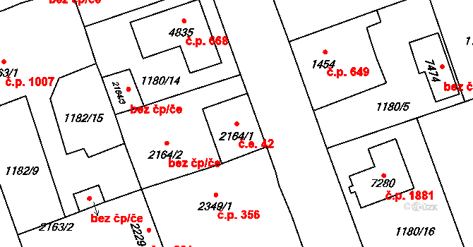 Beroun-Město 42, Beroun na parcele st. 2164/1 v KÚ Beroun, Katastrální mapa