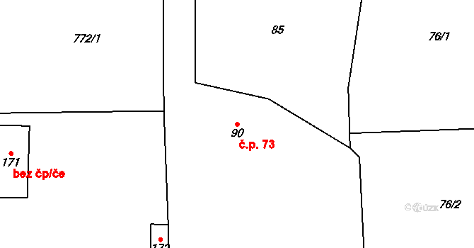 Žichlice 73, Hromnice na parcele st. 90 v KÚ Žichlice u Hromnic, Katastrální mapa