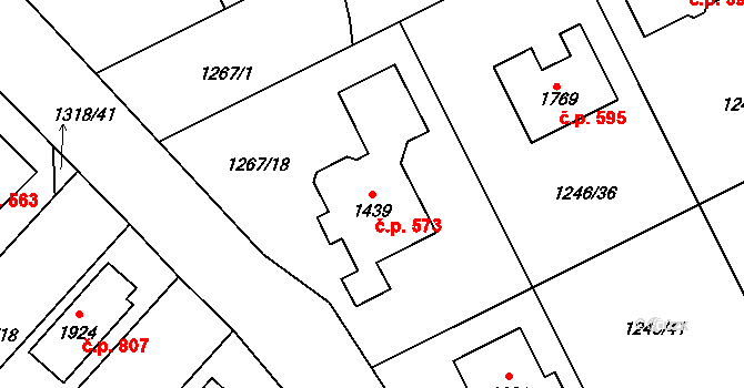 Holýšov 573 na parcele st. 1439 v KÚ Holýšov, Katastrální mapa
