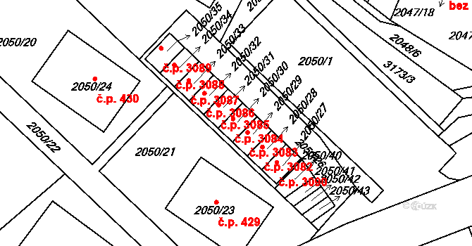 Strkov 3084, Planá nad Lužnicí na parcele st. 2050/30 v KÚ Planá nad Lužnicí, Katastrální mapa
