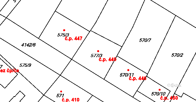Jakubské Předměstí 449, Jaroměř na parcele st. 577/3 v KÚ Jaroměř, Katastrální mapa