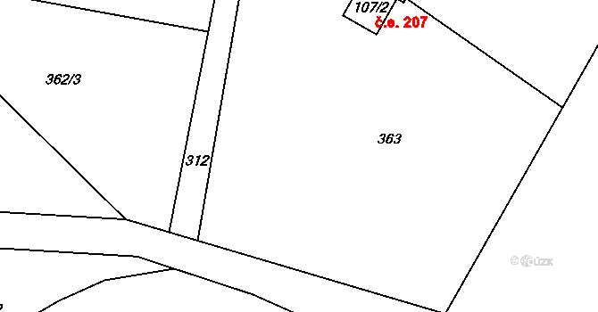 Velenov 96 na parcele st. 367 v KÚ Velenov, Katastrální mapa