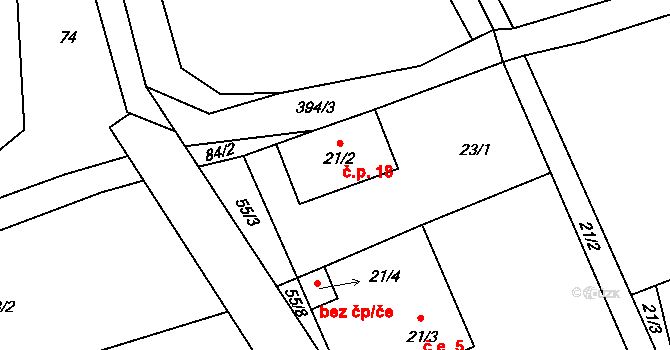 Rohanov 18, Chroboly na parcele st. 21/2 v KÚ Rohanov u Prachatic, Katastrální mapa
