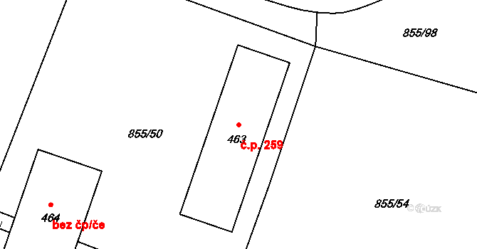 Ejpovice 259 na parcele st. 463 v KÚ Ejpovice, Katastrální mapa