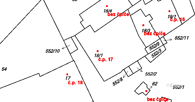 Hrbov 17, Lhenice na parcele st. 18/1 v KÚ Hrbov u Lhenic, Katastrální mapa