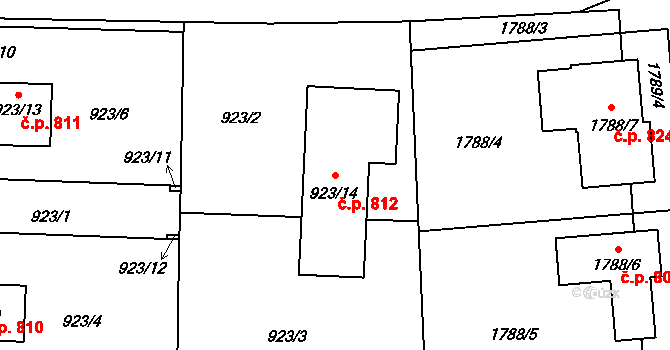 Hrádek nad Nisou 812 na parcele st. 923/14 v KÚ Hrádek nad Nisou, Katastrální mapa