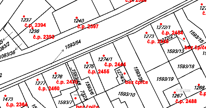 Havlíčkův Brod 2444 na parcele st. 1274/1 v KÚ Havlíčkův Brod, Katastrální mapa