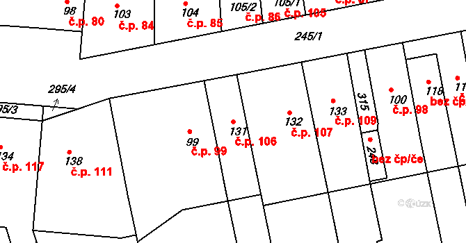 Količín 106, Holešov na parcele st. 131 v KÚ Količín, Katastrální mapa