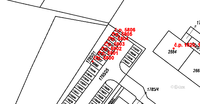 Česká Třebová 5802 na parcele st. 4968 v KÚ Česká Třebová, Katastrální mapa