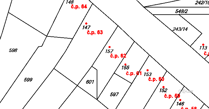 Zavadilka 62, Jizbice na parcele st. 157 v KÚ Jizbice u Nymburka, Katastrální mapa