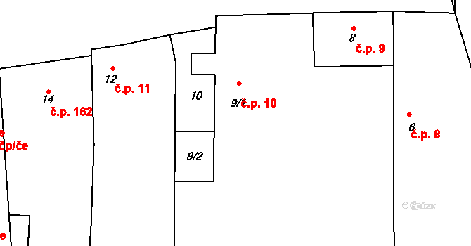 Honice 10, Stochov na parcele st. 9/1 v KÚ Honice, Katastrální mapa