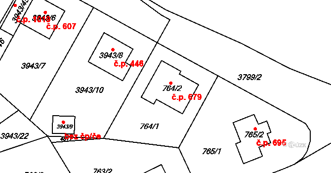 Žižkov 679, Kutná Hora na parcele st. 764/2 v KÚ Kutná Hora, Katastrální mapa