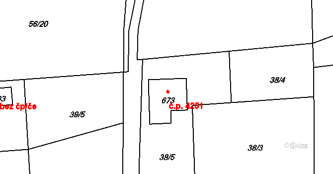 Kokonín 4251, Jablonec nad Nisou na parcele st. 673 v KÚ Kokonín, Katastrální mapa