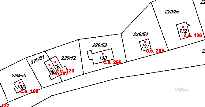 Hostěradice 299, Kamenný Přívoz na parcele st. 130 v KÚ Hostěradice, Katastrální mapa