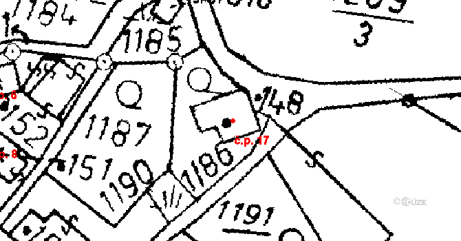 Lada v Podještědí 17, Jablonné v Podještědí na parcele st. 148 v KÚ Markvartice v Podještědí, Katastrální mapa