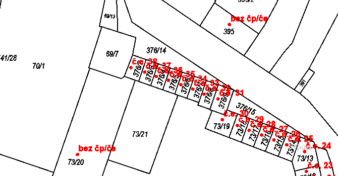Kobylnice 35 na parcele st. 376/5 v KÚ Kobylnice u Brna, Katastrální mapa