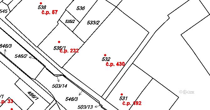 Čejč 430 na parcele st. 532 v KÚ Čejč, Katastrální mapa