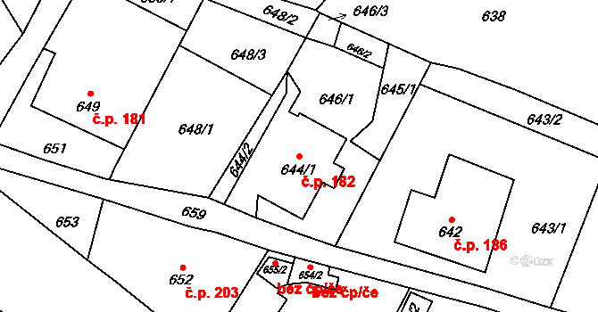 Janovice 182, Rýmařov na parcele st. 644/1 v KÚ Janušov, Katastrální mapa
