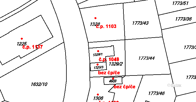 Šumperk 1048 na parcele st. 1329/1 v KÚ Šumperk, Katastrální mapa