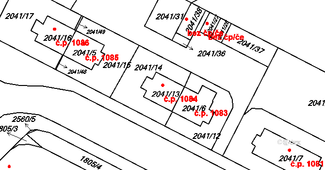 Stará Boleslav 1084, Brandýs nad Labem-Stará Boleslav na parcele st. 2041/13 v KÚ Stará Boleslav, Katastrální mapa