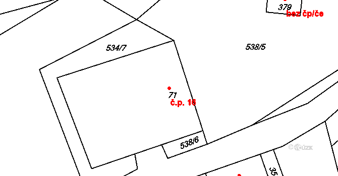 Albeř 16, Nová Bystřice na parcele st. 71 v KÚ Albeř, Katastrální mapa