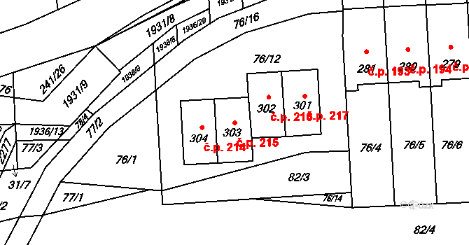 Břilice 215, Třeboň na parcele st. 303 v KÚ Břilice, Katastrální mapa