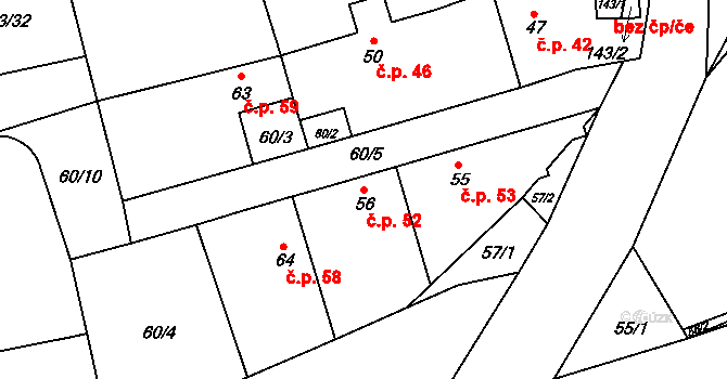 Bubovice 52 na parcele st. 56 v KÚ Bubovice, Katastrální mapa