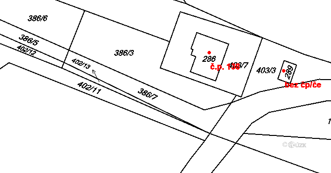 Hamr 138 na parcele st. 286 v KÚ Hamr, Katastrální mapa