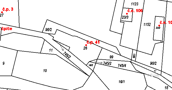Rviště 41, Orlické Podhůří na parcele st. 26 v KÚ Rviště, Katastrální mapa