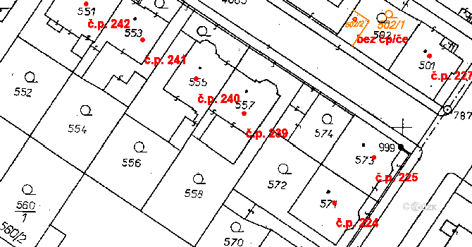 Poděbrady II 239, Poděbrady na parcele st. 557 v KÚ Poděbrady, Katastrální mapa