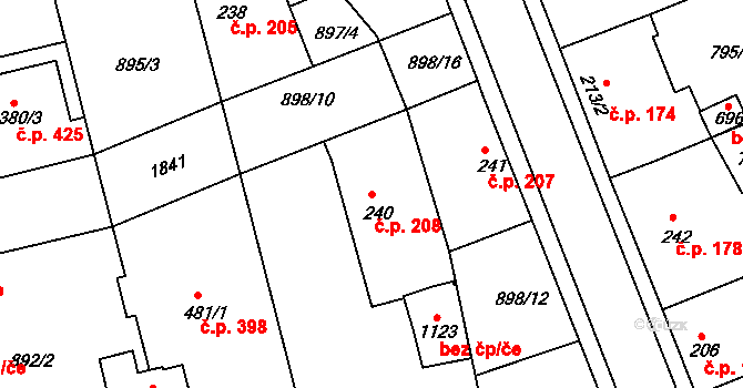 Staňkov II 208, Staňkov na parcele st. 240 v KÚ Staňkov-ves, Katastrální mapa